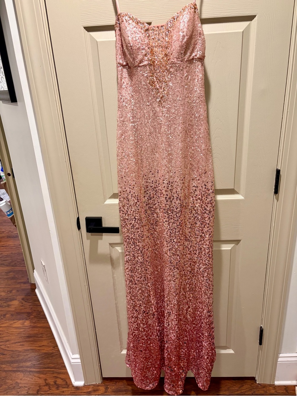 Camille La Vie Strapless Pink Ombre Sequin Gown Size 4